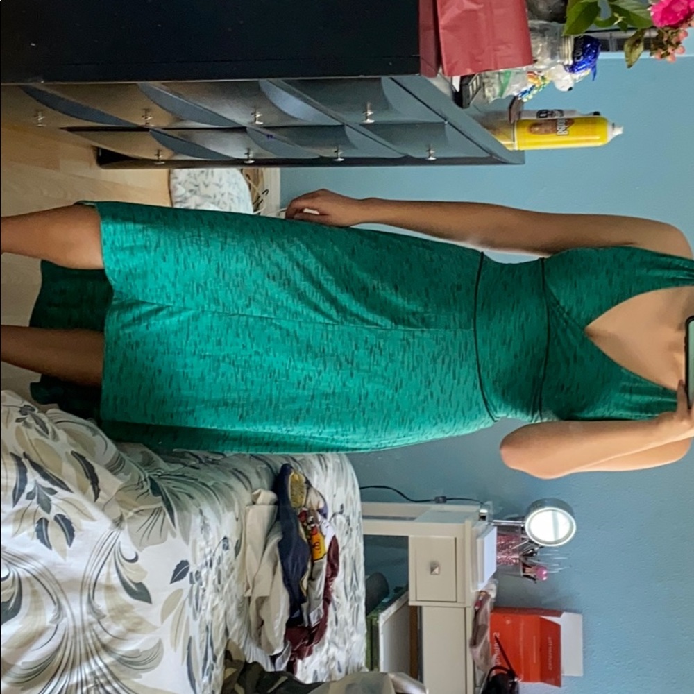 Green and black summer dress